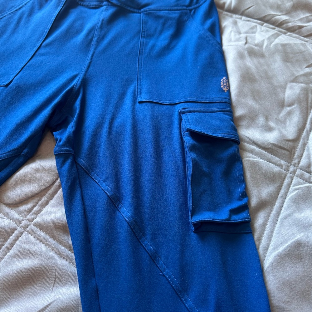 Free People Movement Cobalt blue joggers sweat pants high waist cargo pockets S - Picture 3 of 12